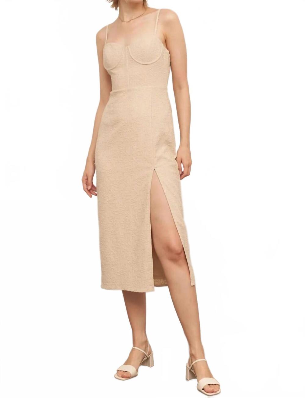NEW EN CREME the nivara lace-back midi dress in beige